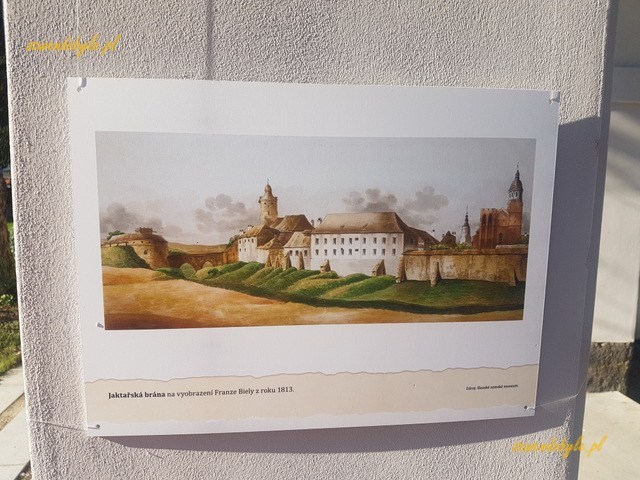 Opawa, kolorowa reprodukcja obrazu przedstawiającego panoramę miasta z 1823.