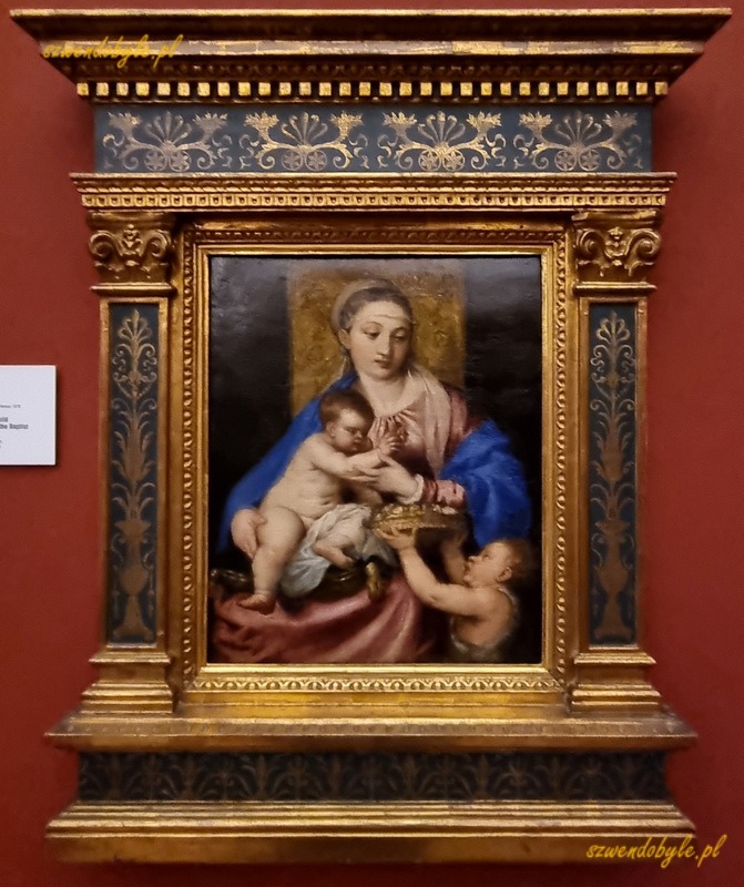 Madona s jež&iacute;&scaron;kem a s mal&yacute;m janem křtitelem, dzieło z pracowni Tycjana, ok. 1560-1570. Galeria Obraz&oacute;w Praskiego Zamku.20251206_134103-ink