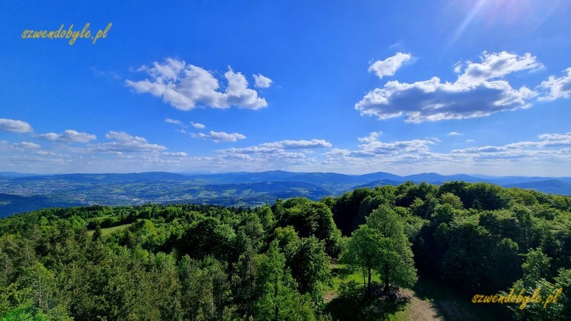 Kamionna, Beskid Wyspowy - widok z wieży. 20250525_163508-ink
