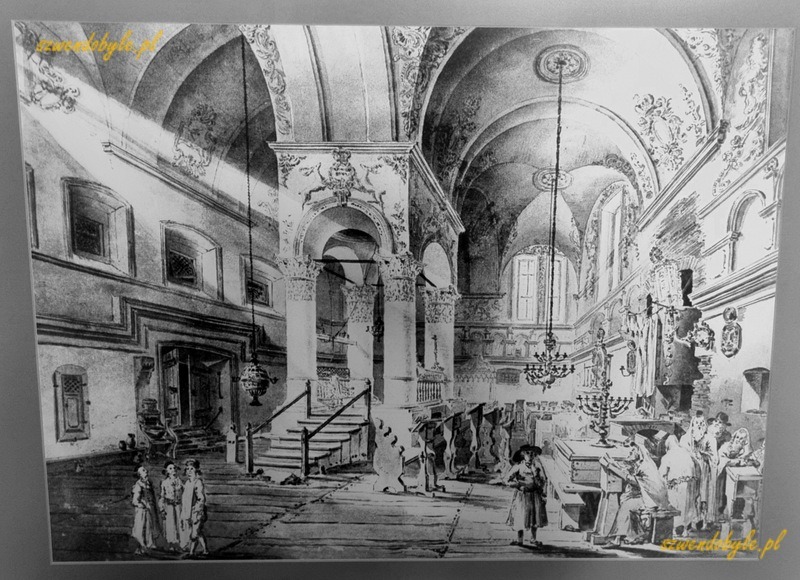 Podkarpacie, Łańcut. Rycina przedstawiająca wnętrze synagogi. 20250730_124126-ink