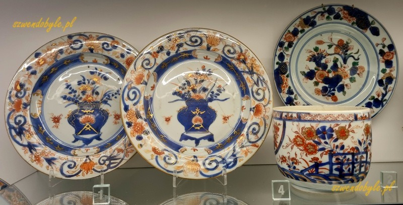 Kielce, Muzeum Narodowe, talerze z dekoracją typu imari z kolekcji Augusta II Mocnego z Pałacu Japońskiego w Dreźnie. Porcelana chińska, ok. 1700.